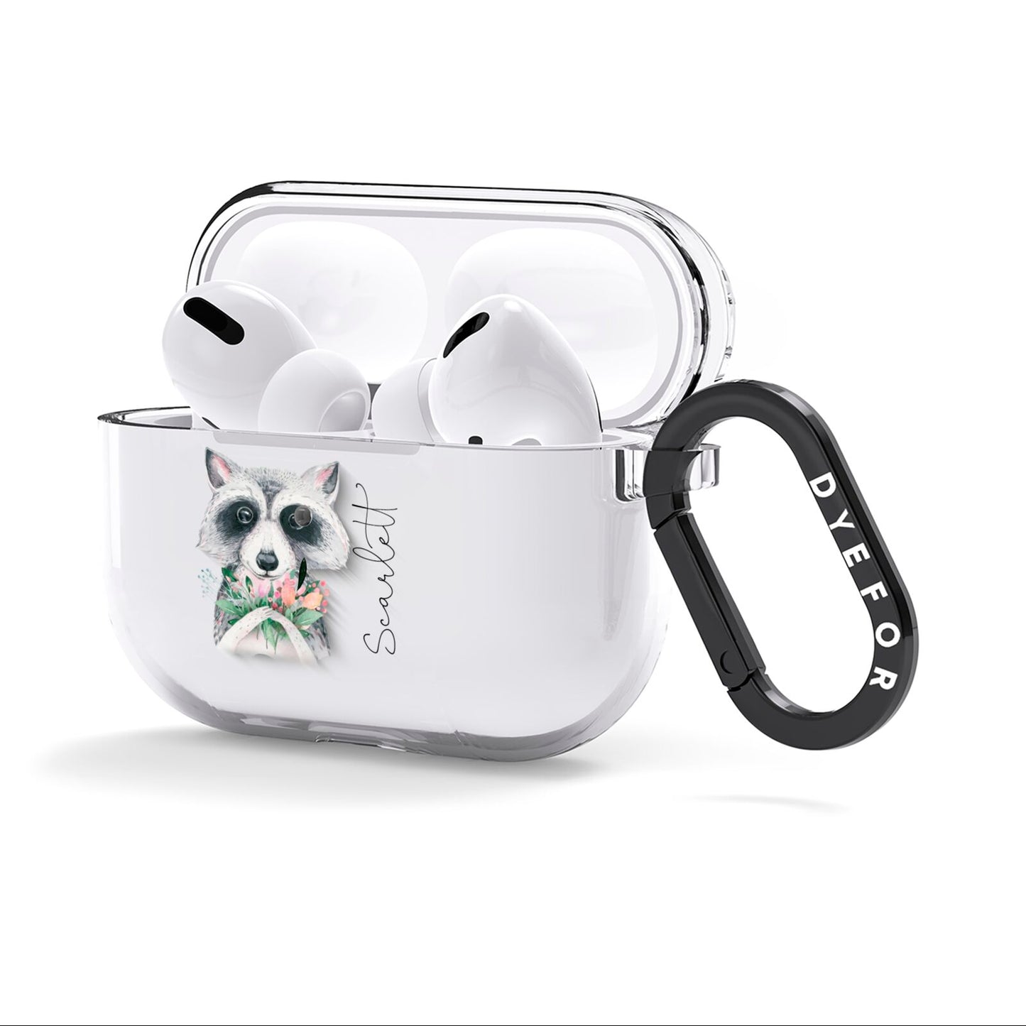 Personalised Raccoon AirPods Clear Case 3rd Gen Side Image