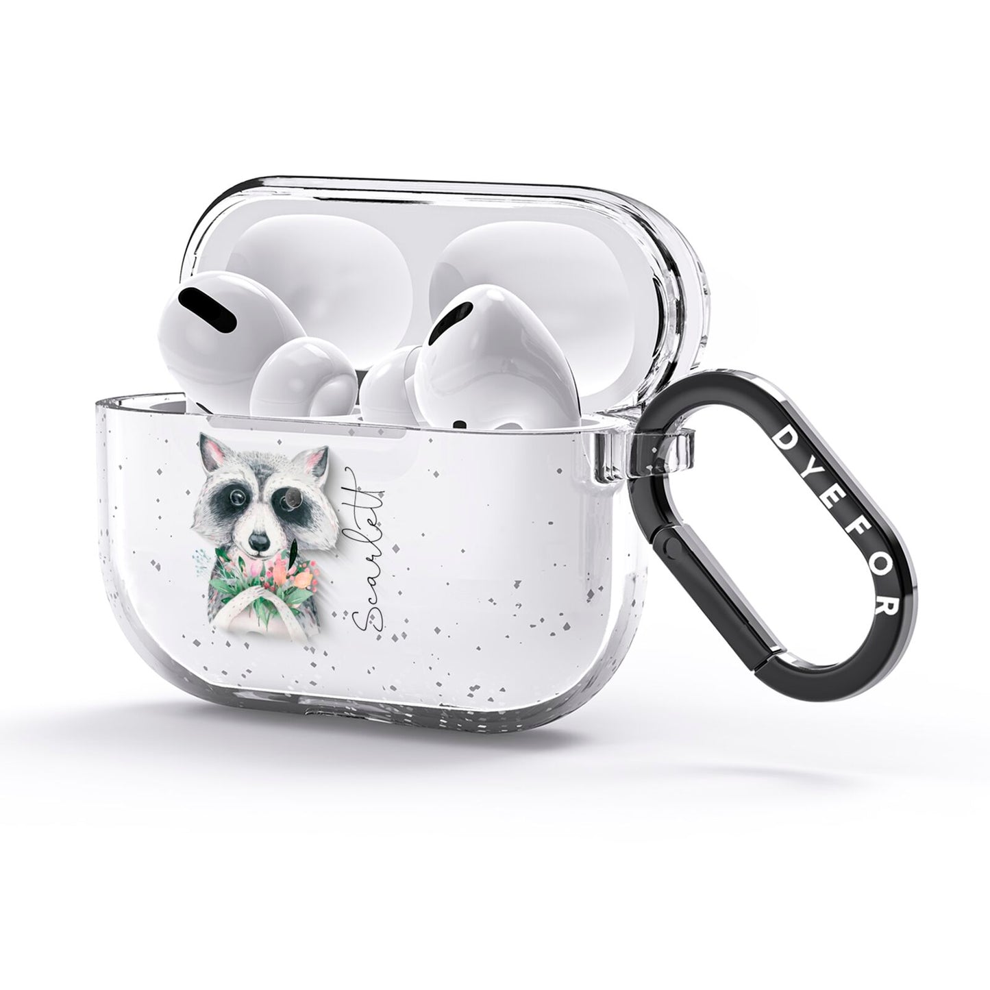 Personalised Raccoon AirPods Glitter Case 3rd Gen Side Image