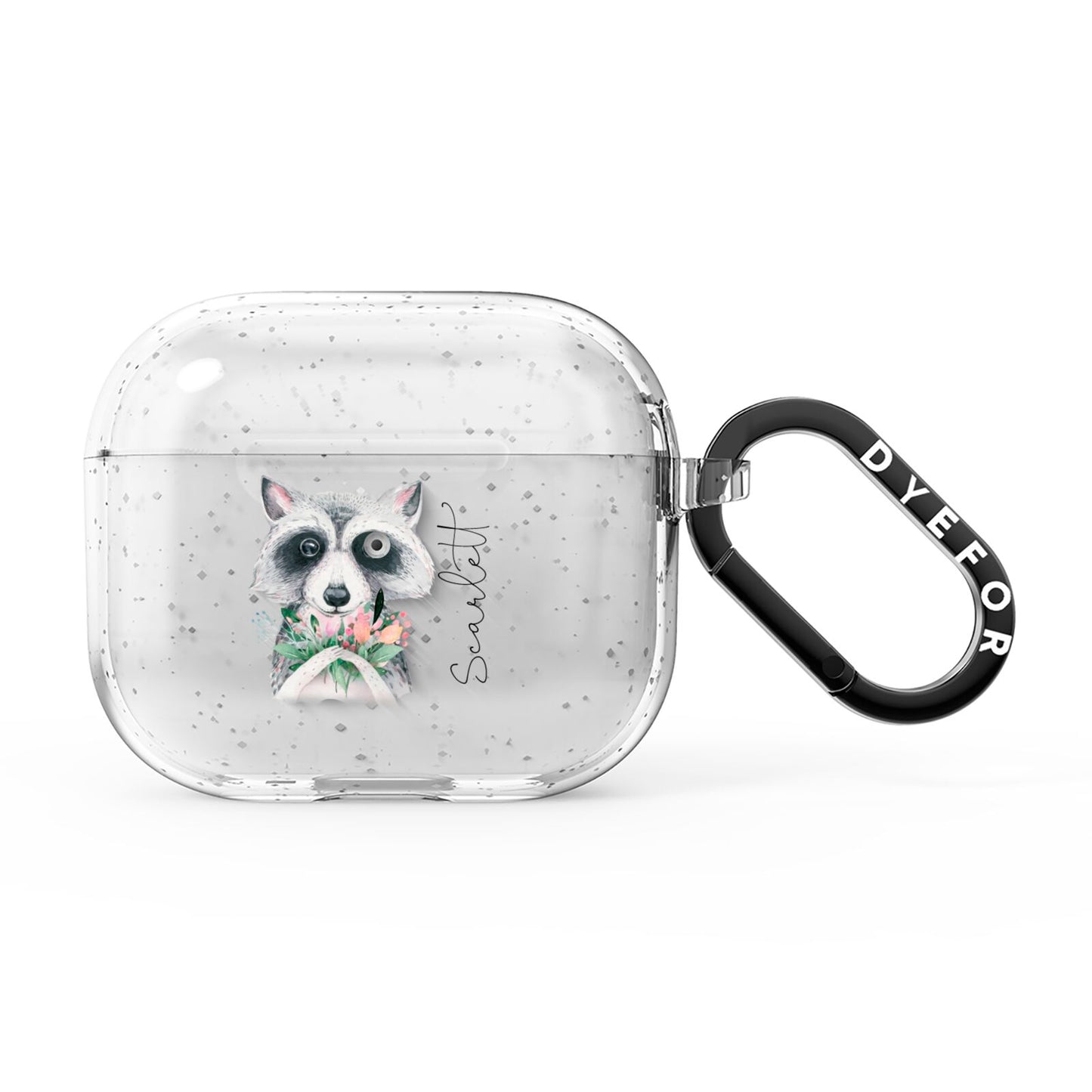 Personalised Raccoon AirPods Glitter Case 3rd Gen