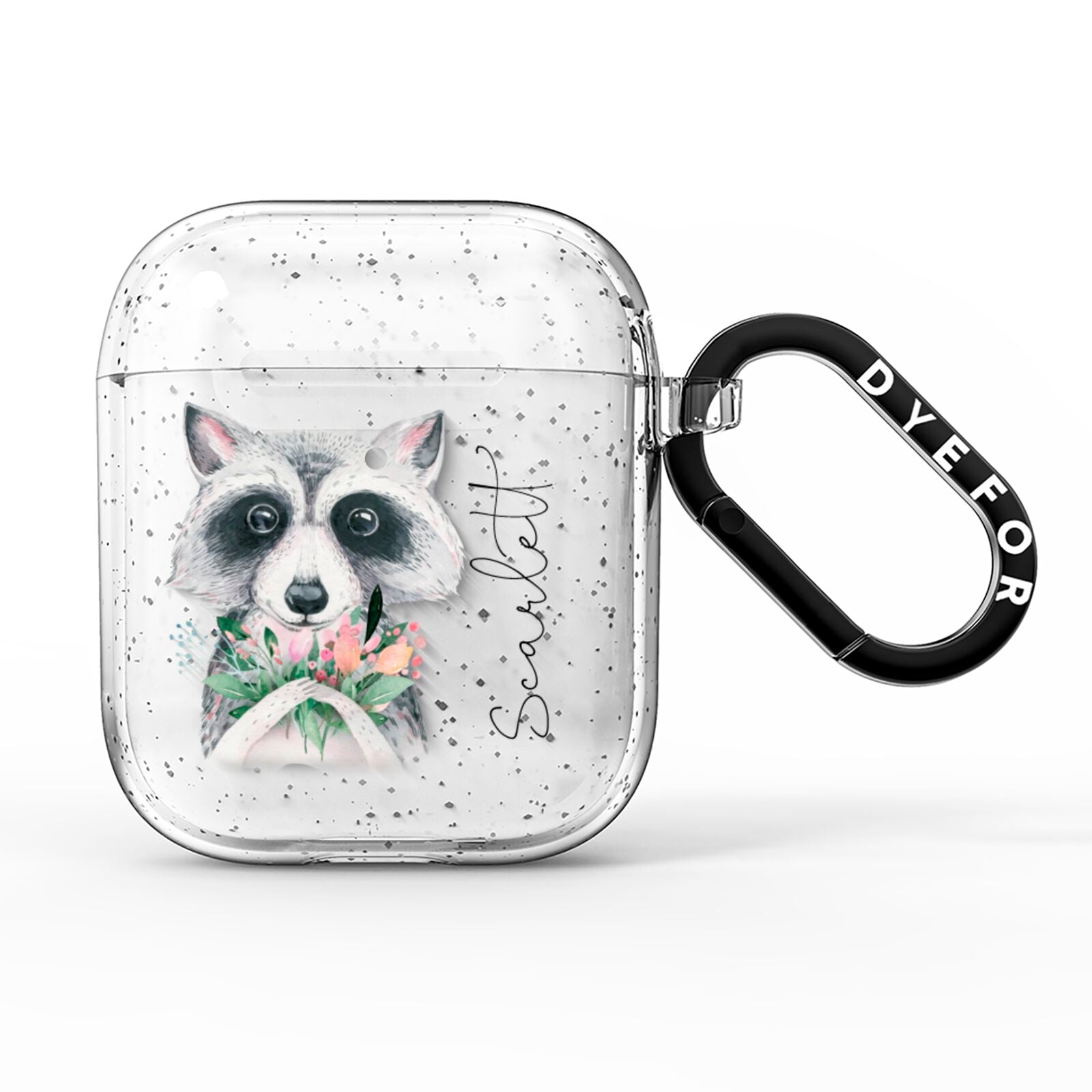 Personalised Raccoon AirPods Glitter Case