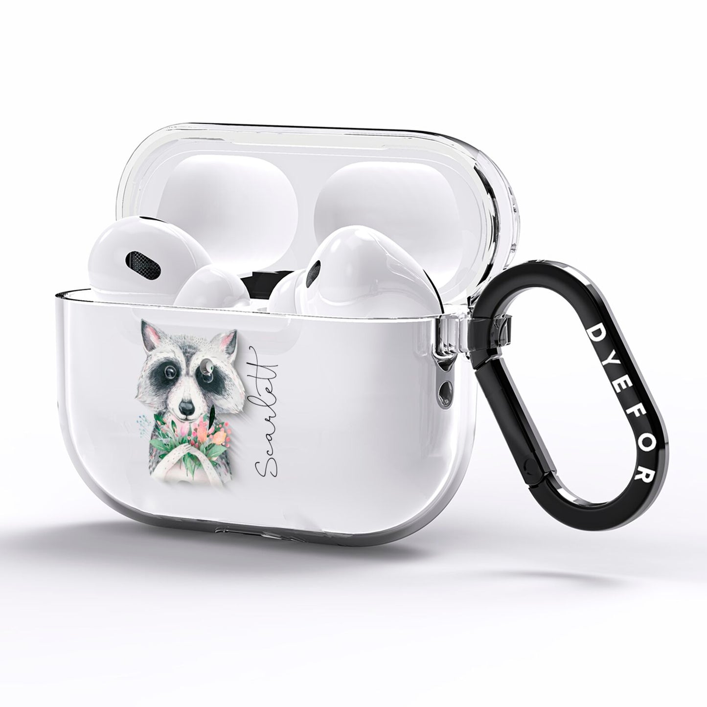 Personalised Raccoon AirPods Pro Clear Case Side Image