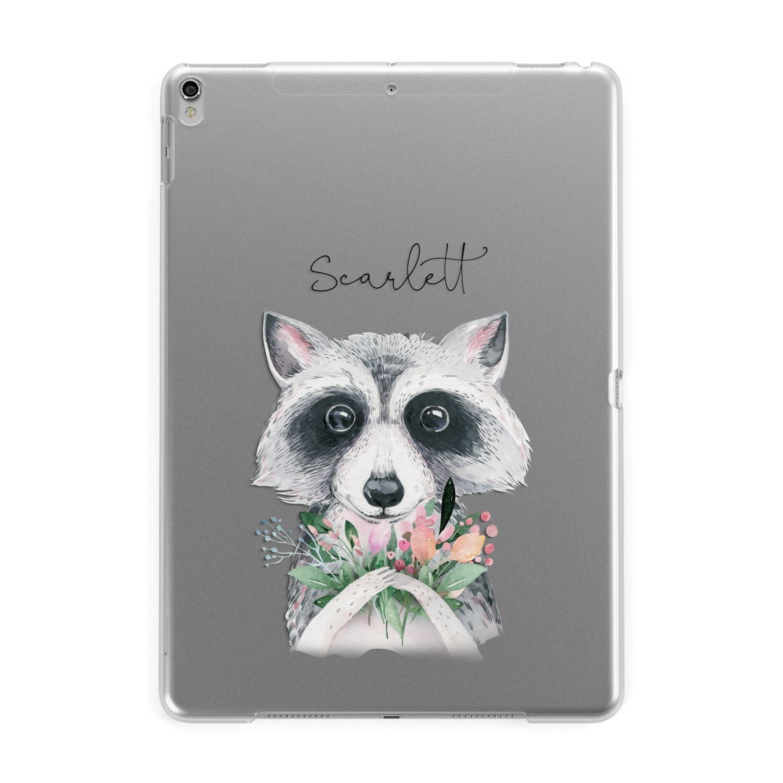 Personalised Raccoon Apple iPad Silver Case