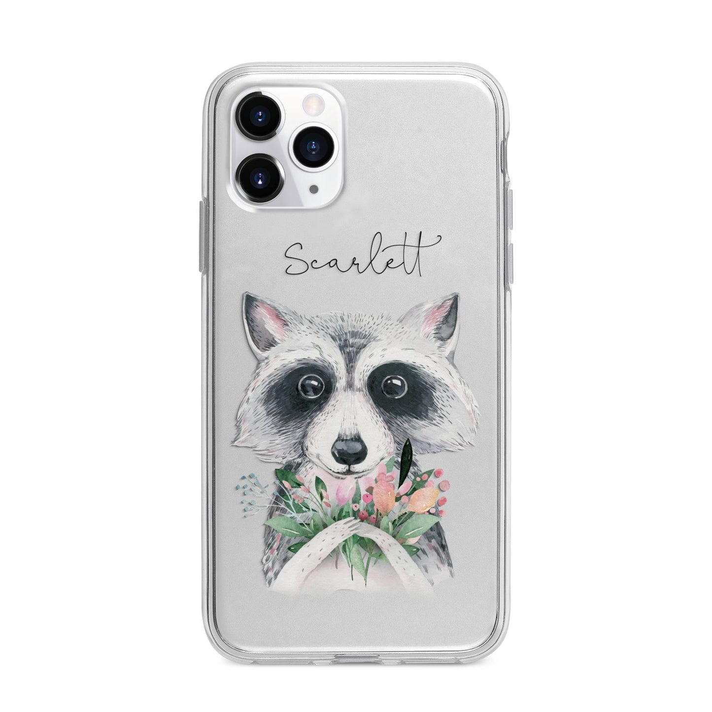 Personalised Raccoon Apple iPhone 11 Pro Max in Silver with Bumper Case