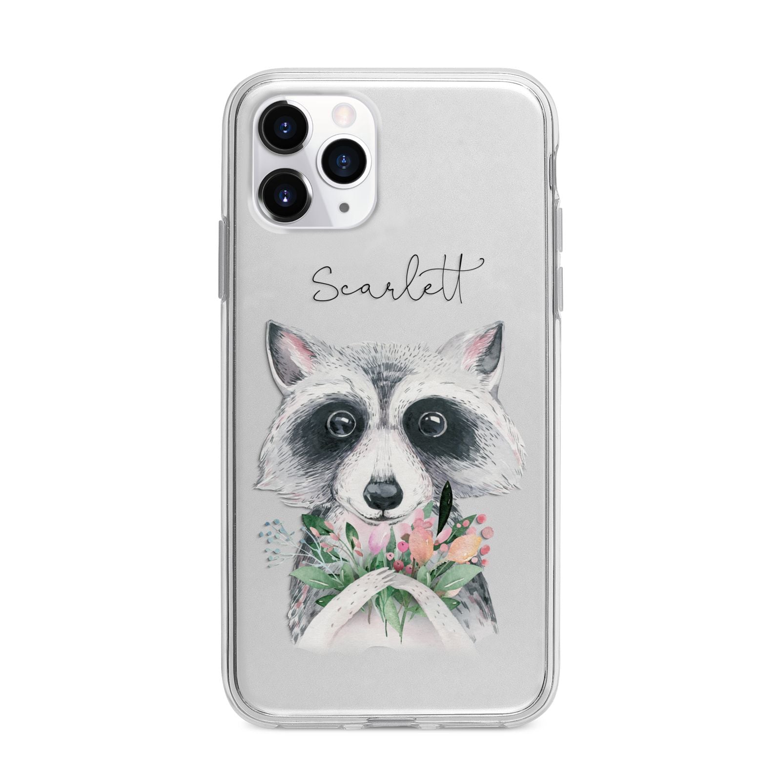 Personalised Raccoon Apple iPhone 11 Pro in Silver with Bumper Case