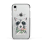 Personalised Raccoon Apple iPhone XR Impact Case Black Edge on Silver Phone