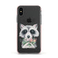 Personalised Raccoon Apple iPhone Xs Impact Case Pink Edge on Black Phone