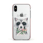 Personalised Raccoon Apple iPhone Xs Impact Case Pink Edge on Silver Phone