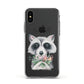 Personalised Raccoon Apple iPhone Xs Impact Case White Edge on Black Phone