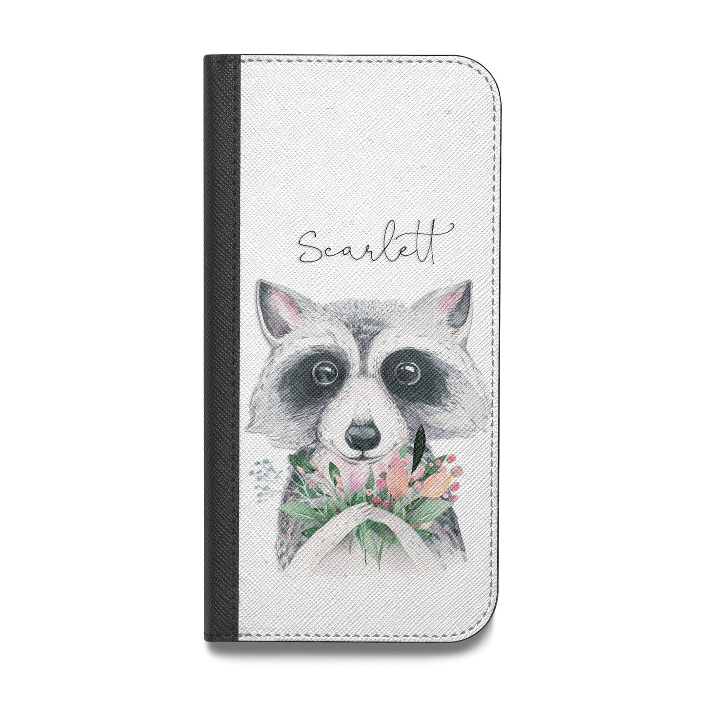 Personalised Raccoon Vegan Leather Flip Samsung Case