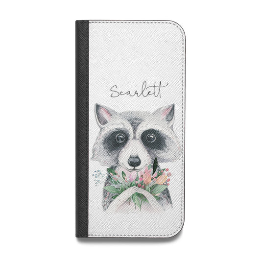 Personalised Raccoon Vegan Leather Flip iPhone Case