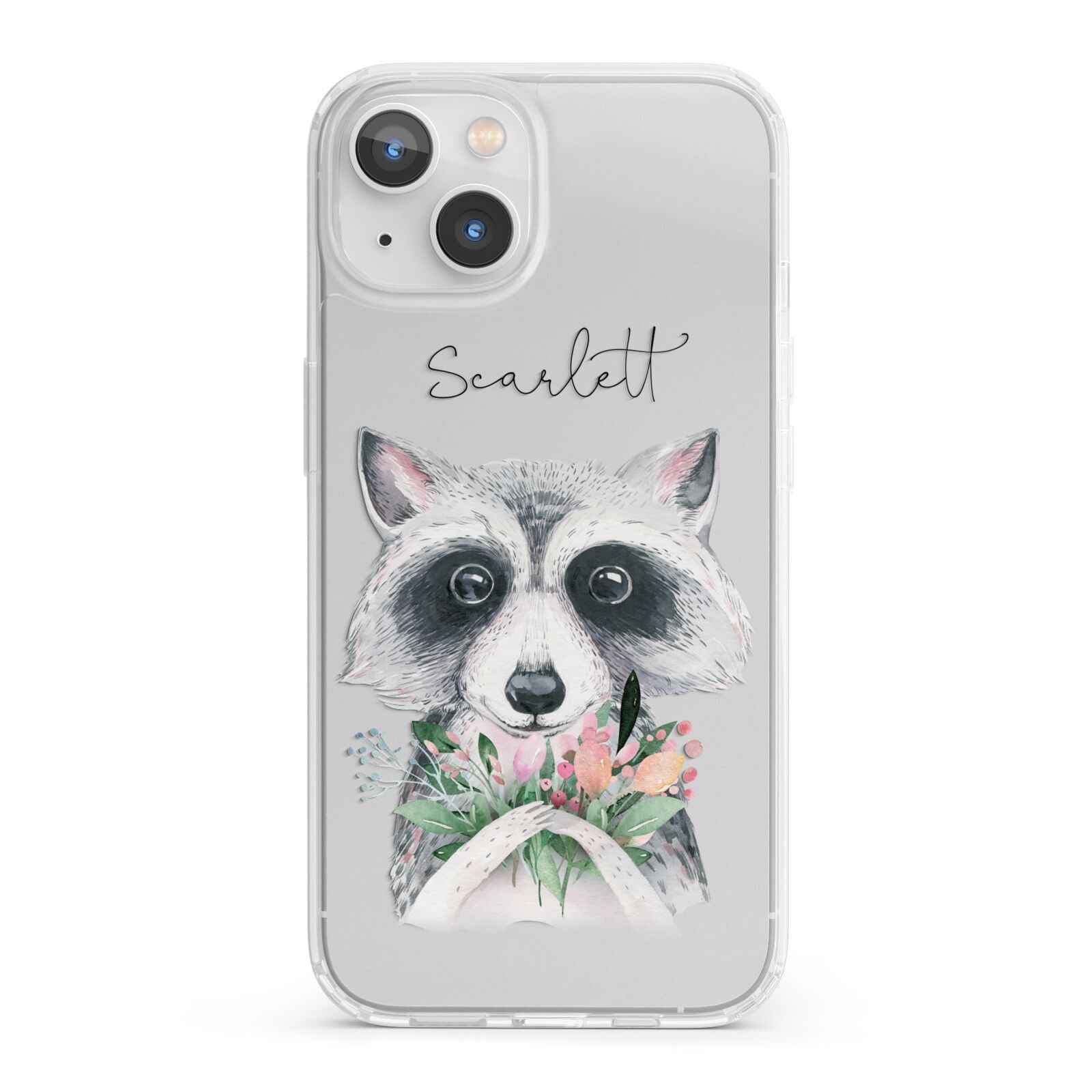Personalised Raccoon iPhone 13 Clear Bumper Case