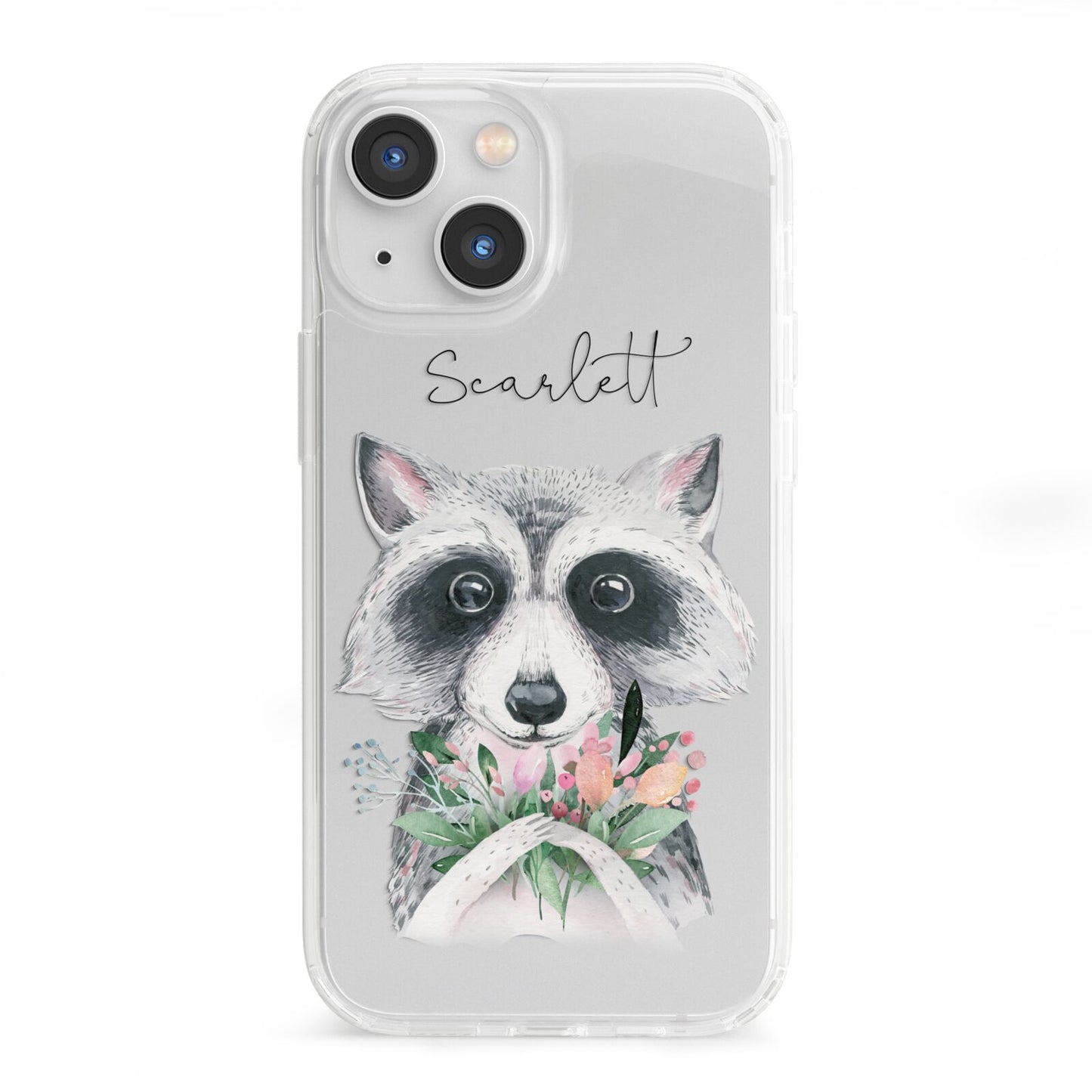 Personalised Raccoon iPhone 13 Mini Clear Bumper Case