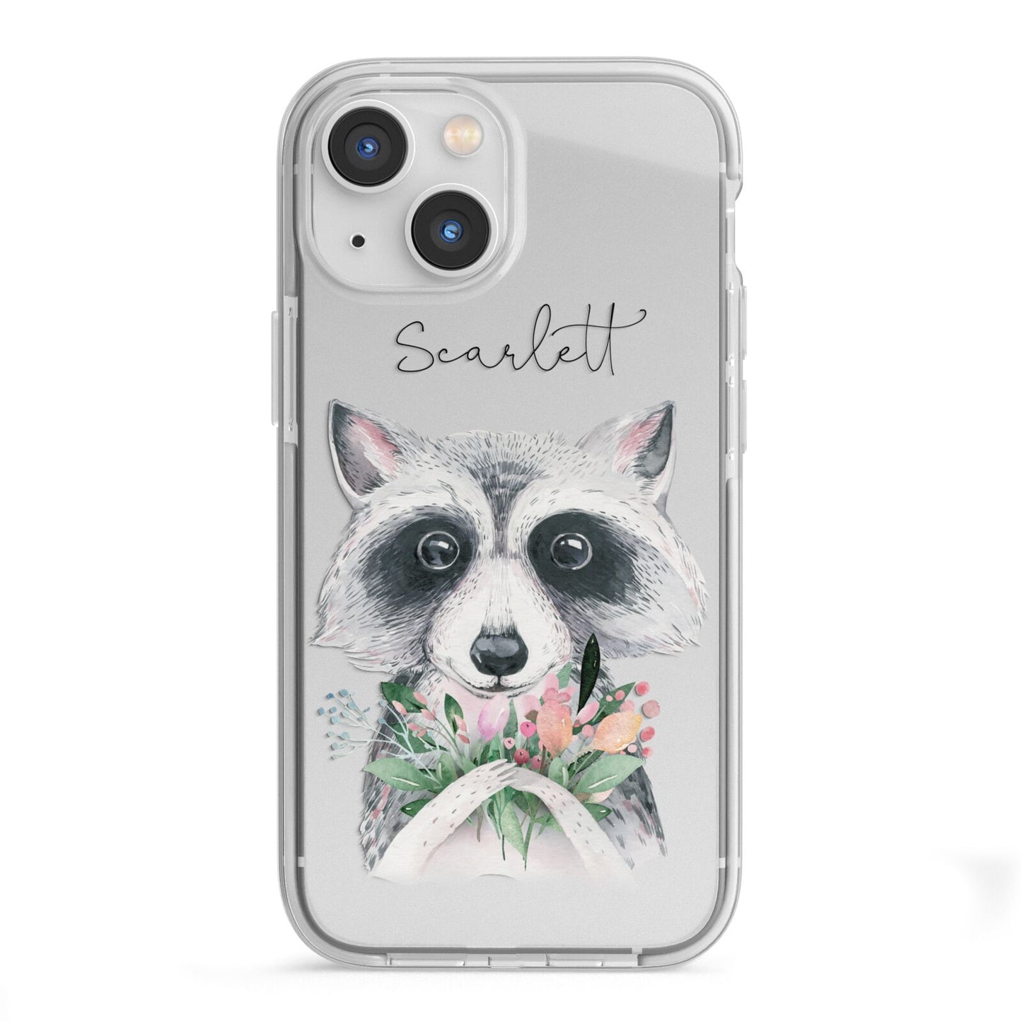 Personalised Raccoon iPhone 13 Mini TPU Impact Case with White Edges