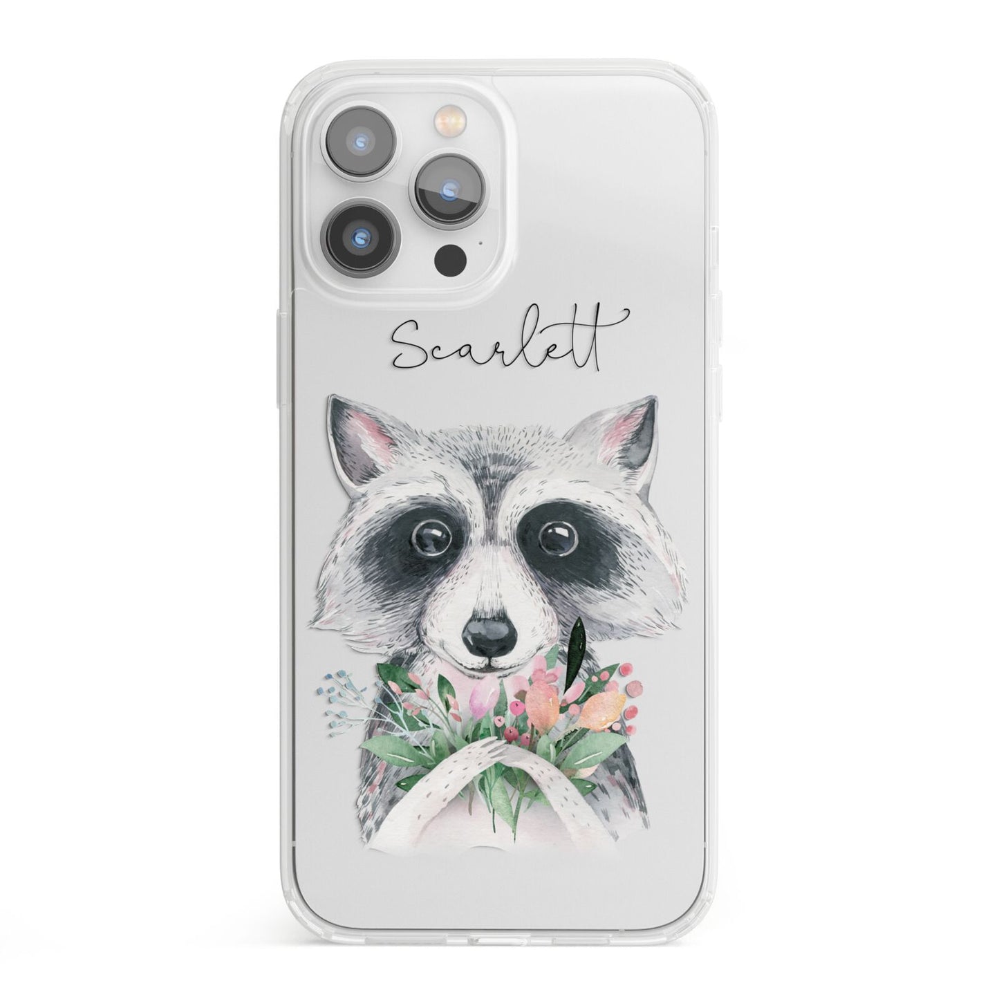 Personalised Raccoon iPhone 13 Pro Max Clear Bumper Case