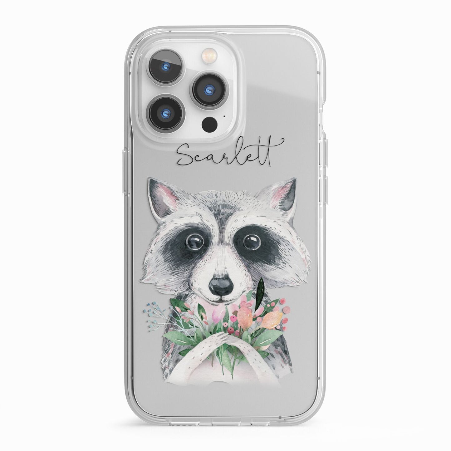 Personalised Raccoon iPhone 13 Pro TPU Impact Case with White Edges