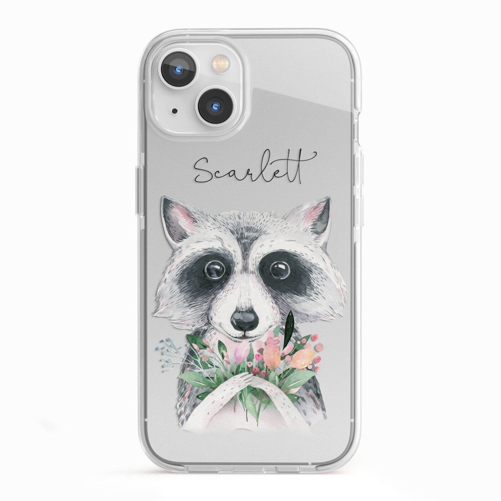 Personalised Raccoon iPhone 13 TPU Impact Case with White Edges
