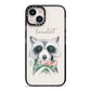 Personalised Raccoon iPhone 14 Black Impact Case on Silver phone