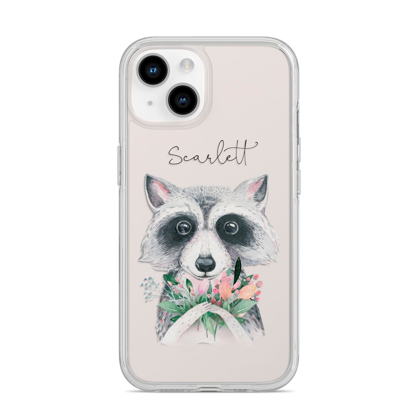 Personalised Raccoon iPhone 14 Clear Tough Case Starlight