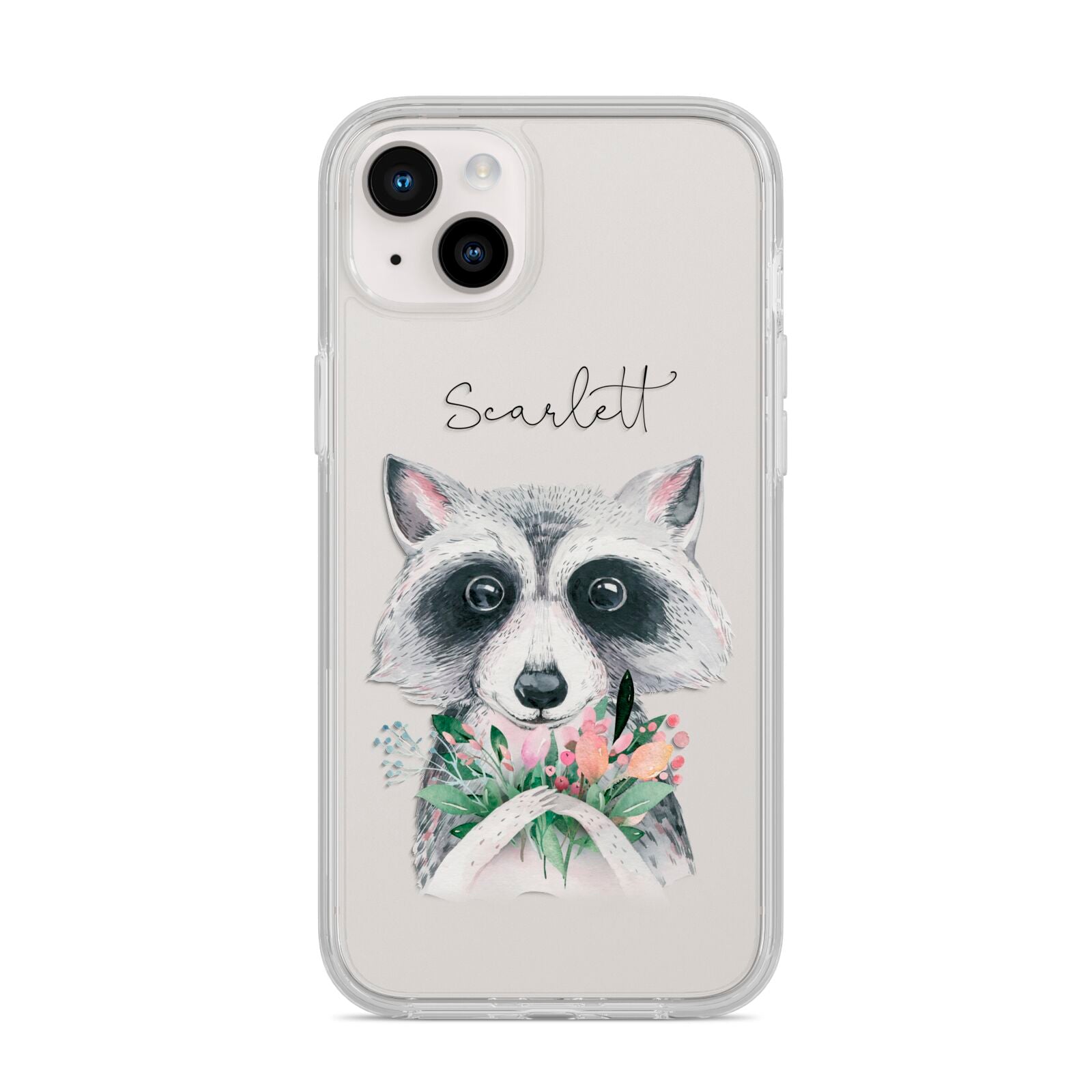 Personalised Raccoon iPhone 14 Plus Clear Tough Case Starlight