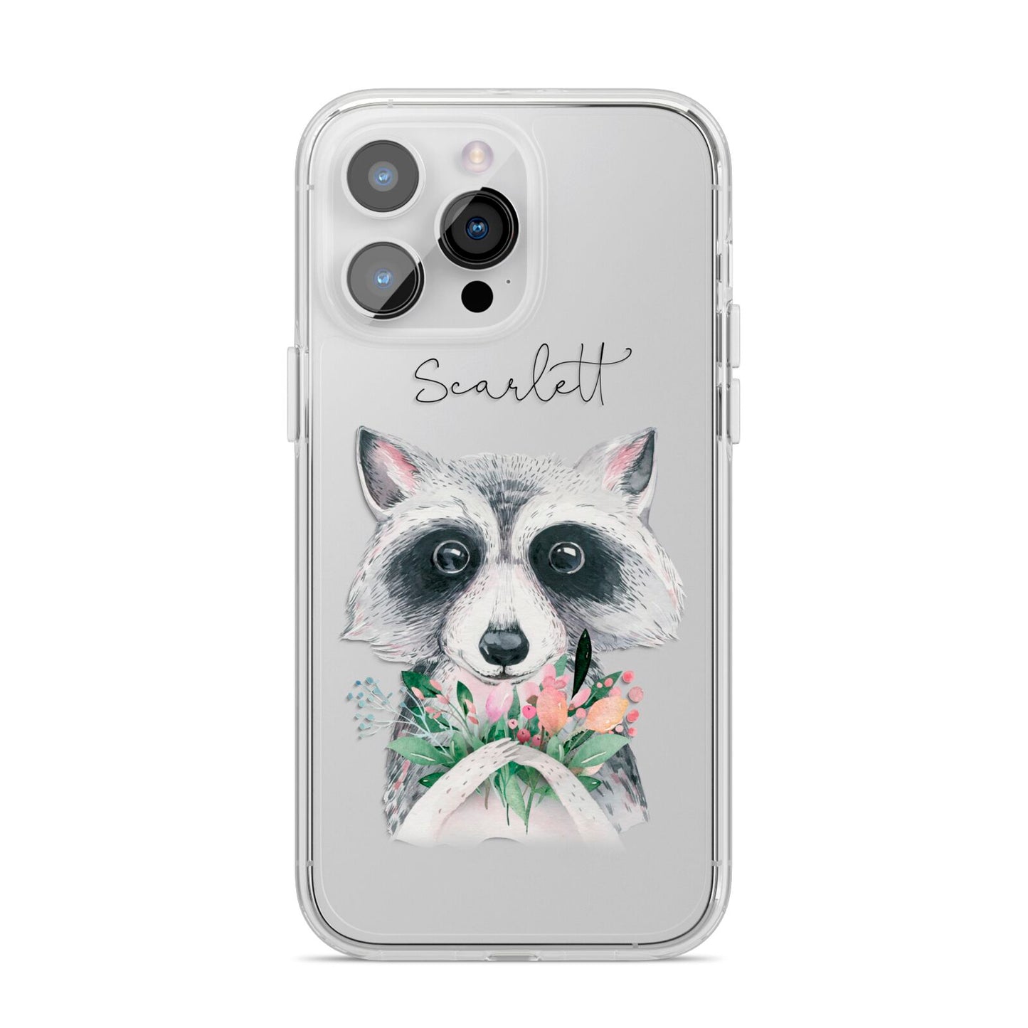 Personalised Raccoon iPhone 14 Pro Max Clear Tough Case Silver