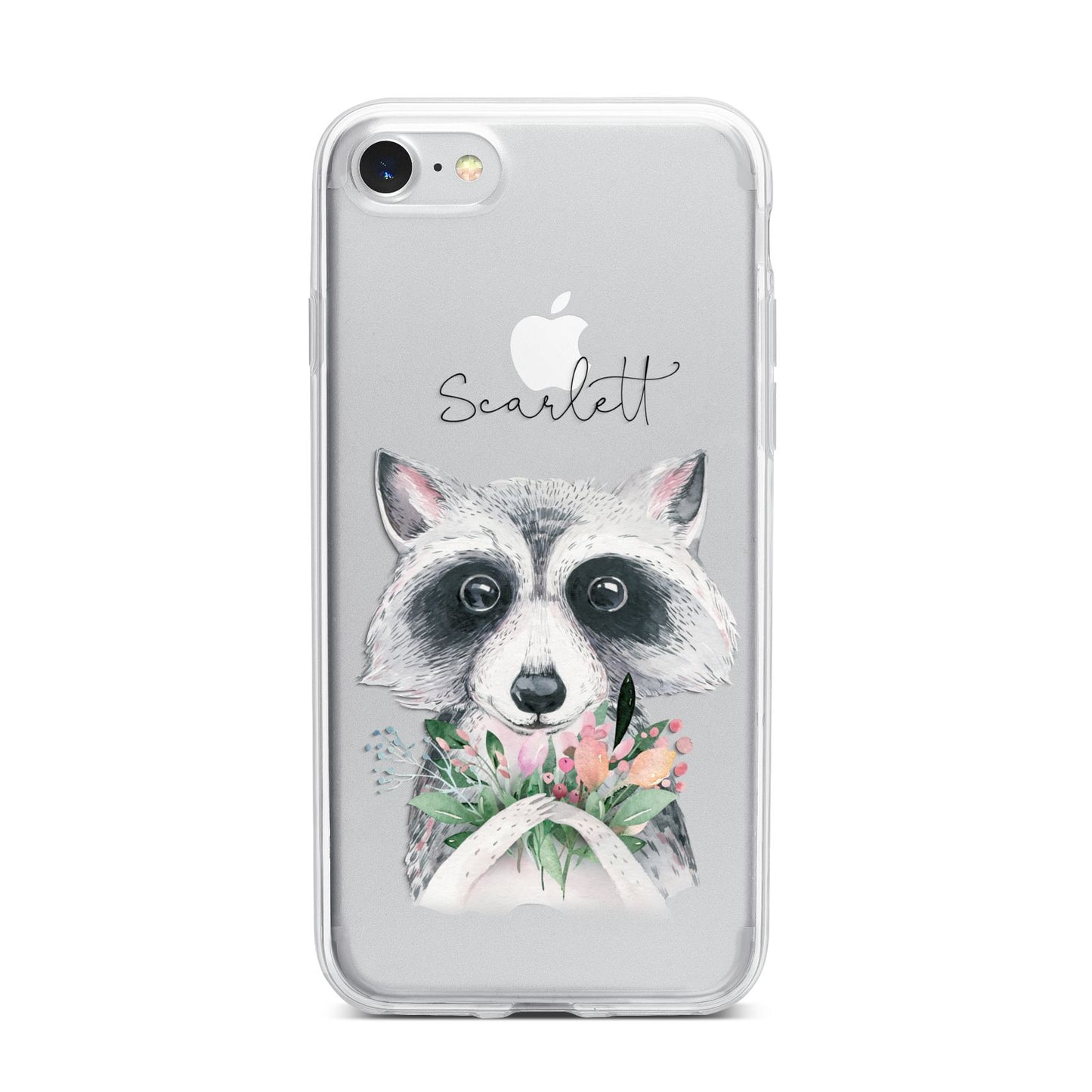 Personalised Raccoon iPhone 7 Bumper Case on Silver iPhone