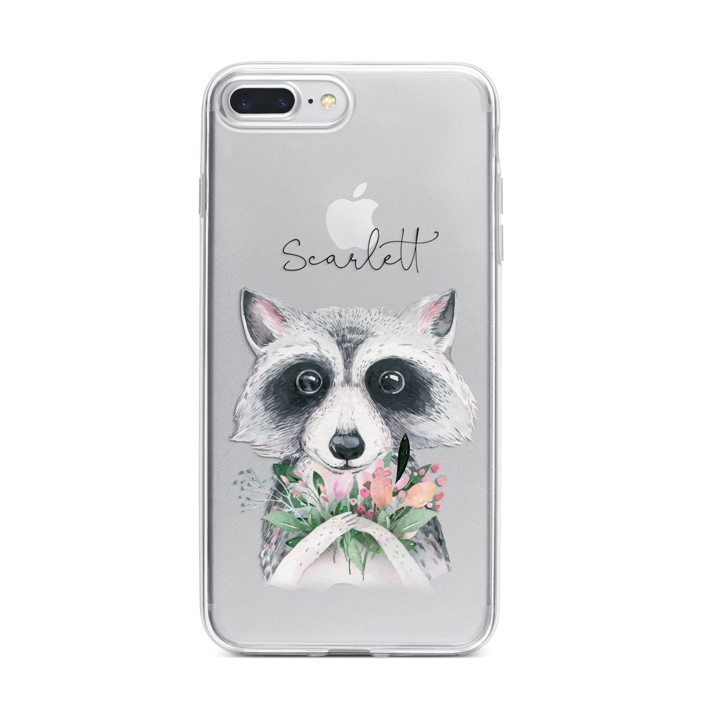 Personalised Raccoon iPhone 7 Plus Bumper Case on Silver iPhone