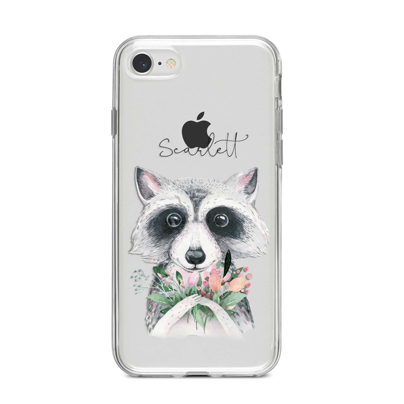 Personalised Raccoon iPhone 8 Bumper Case on Silver iPhone