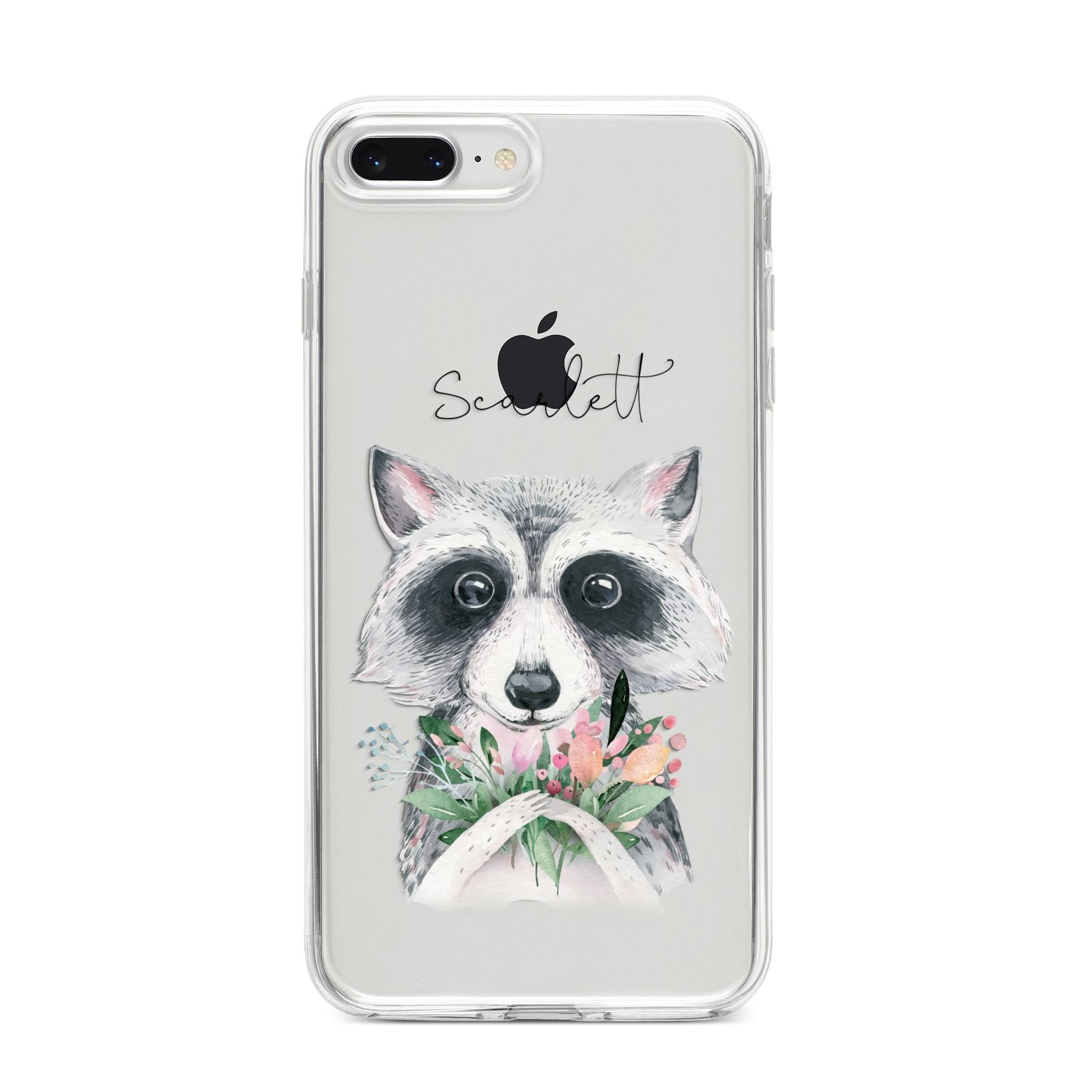 Personalised Raccoon iPhone 8 Plus Bumper Case on Silver iPhone