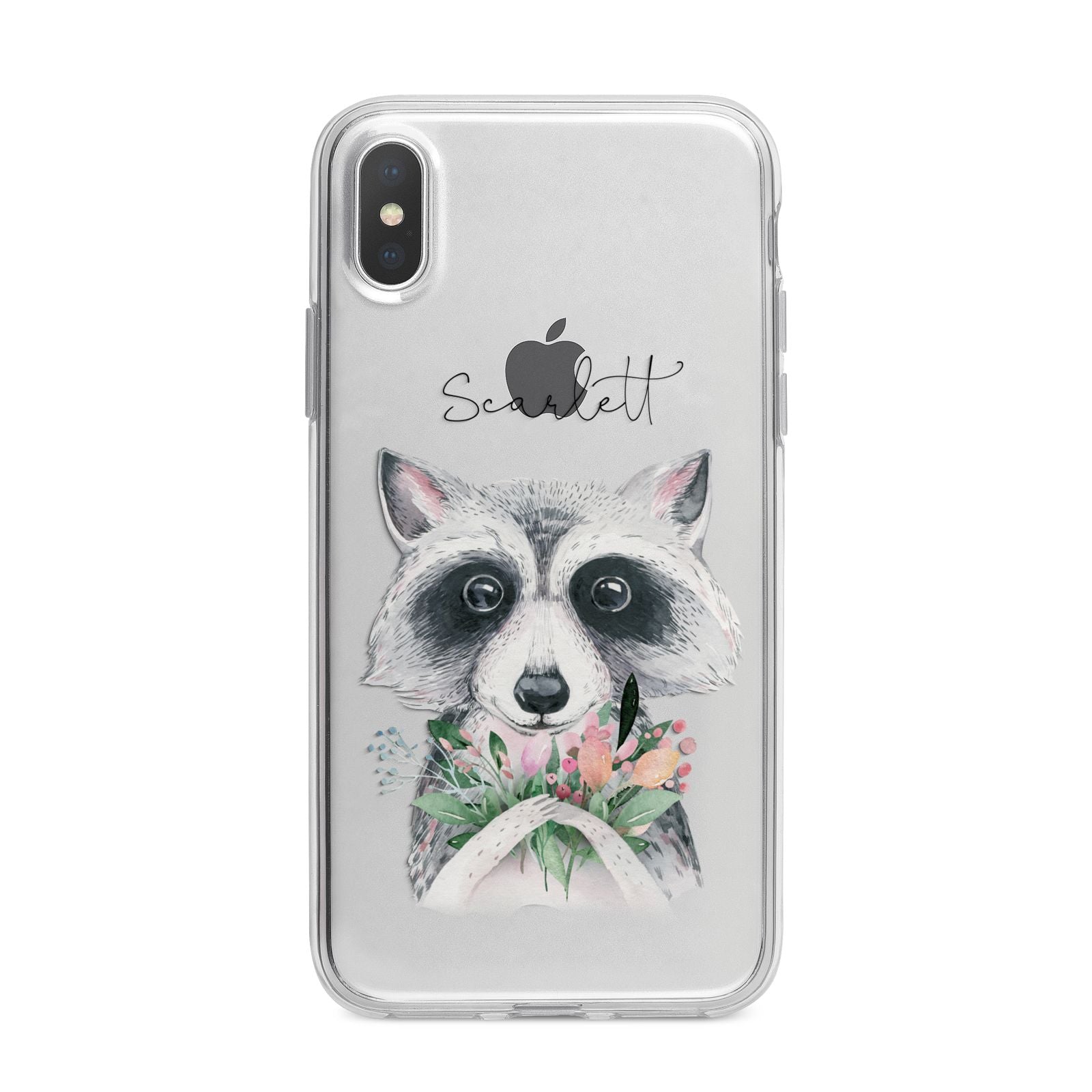 Personalised Raccoon iPhone X Bumper Case on Silver iPhone Alternative Image 1
