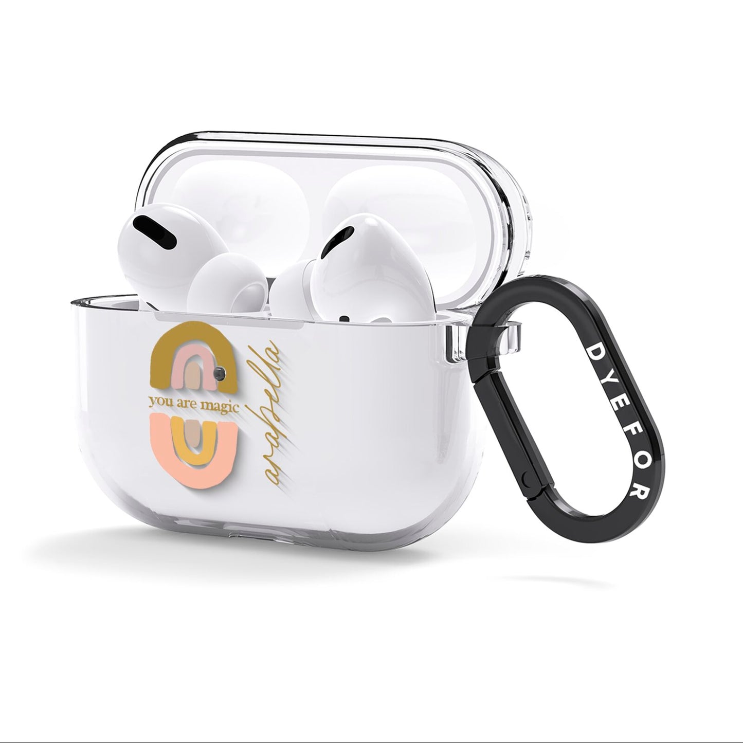Personalised Rainbow Magic AirPods Clear Case 3rd Gen Side Image
