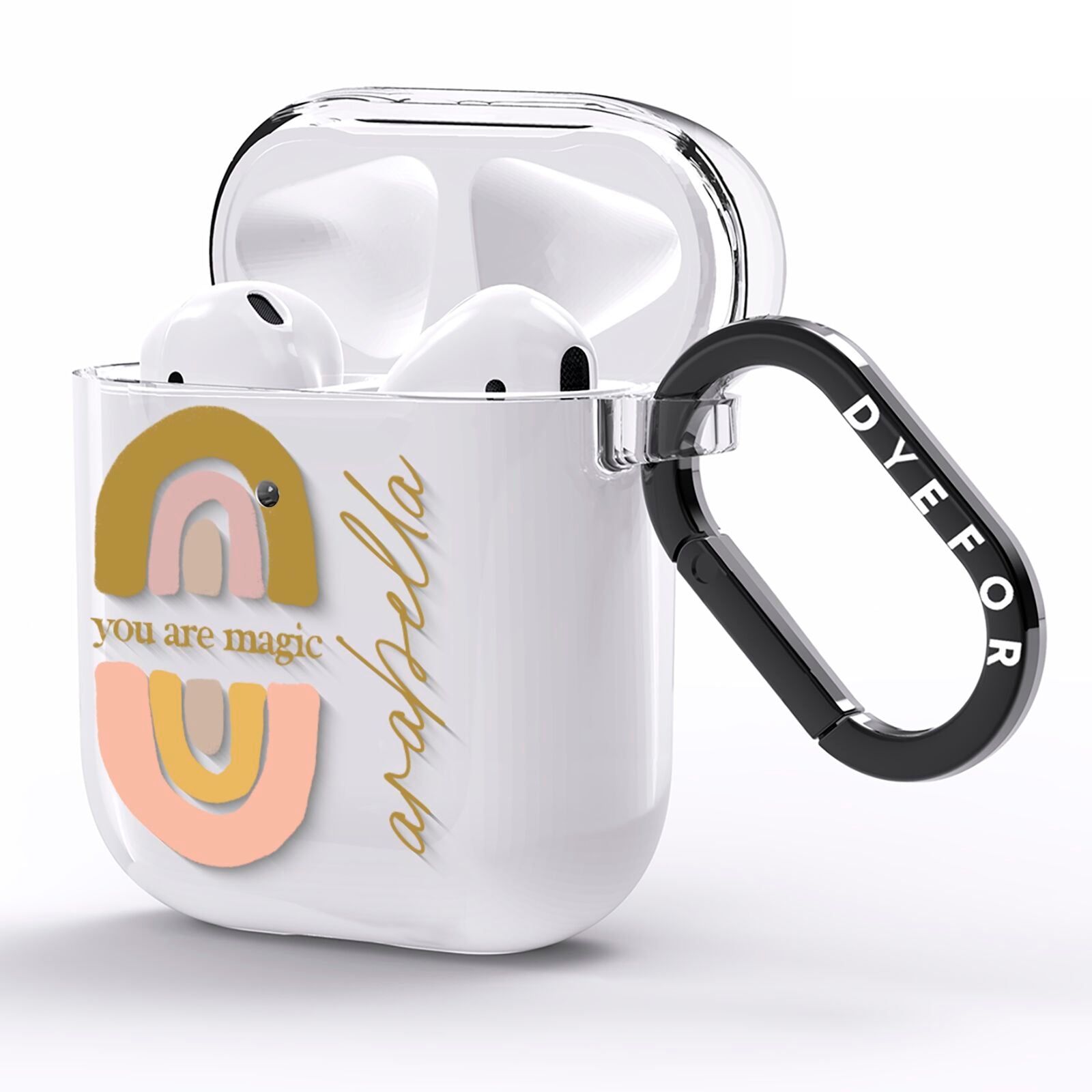 Personalised Rainbow Magic AirPods Clear Case Side Image