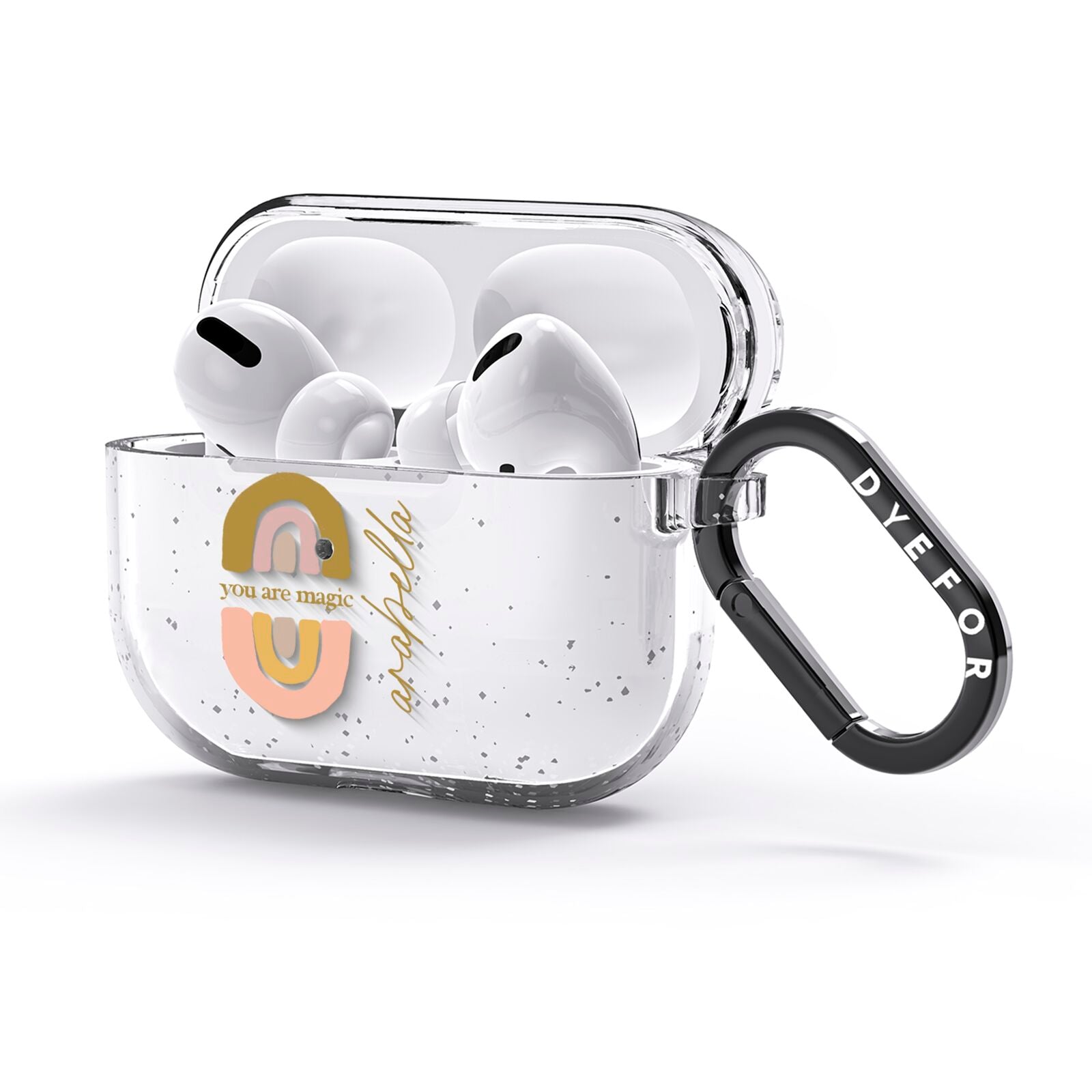 Personalised Rainbow Magic AirPods Glitter Case 3rd Gen Side Image