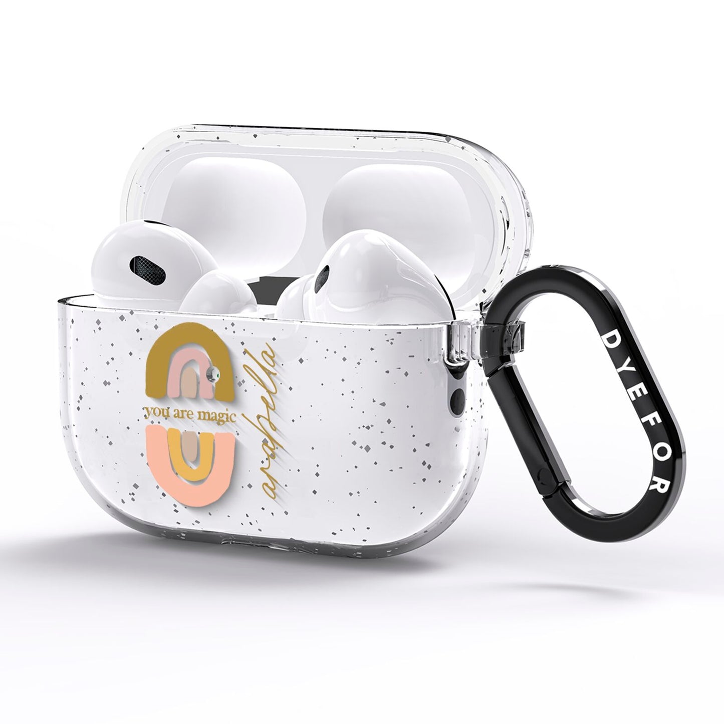 Personalised Rainbow Magic AirPods Pro Glitter Case Side Image
