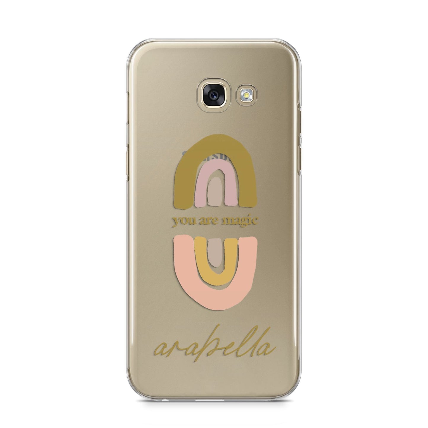 Personalised Rainbow Magic Samsung Galaxy A5 2017 Case on gold phone