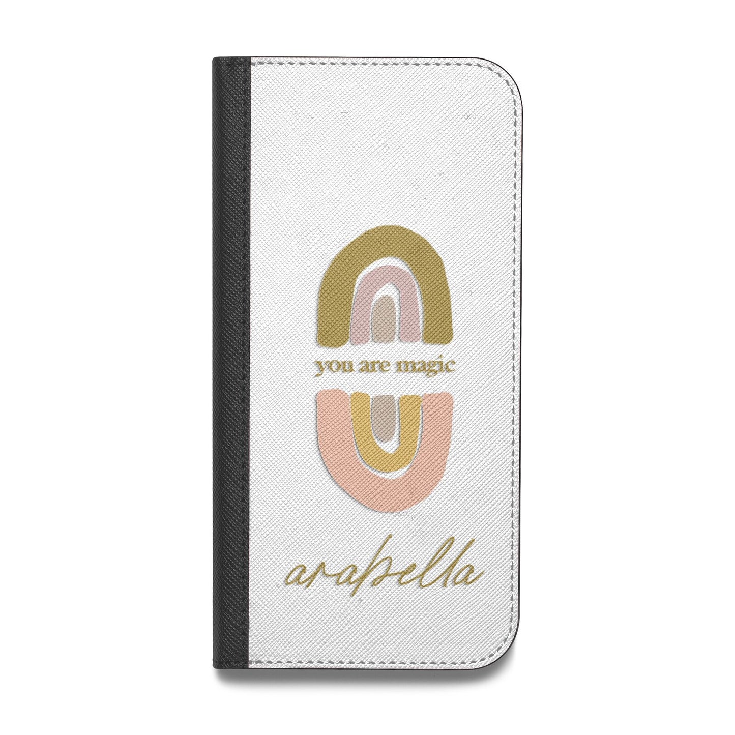 Personalised Rainbow Magic Vegan Leather Flip iPhone Case