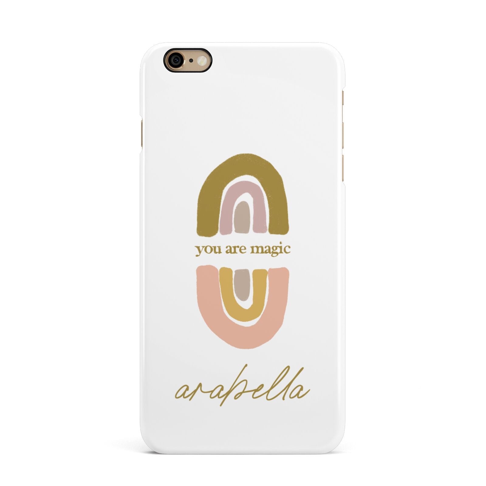 Personalised Rainbow Magic iPhone 6 Plus 3D Snap Case on Gold Phone