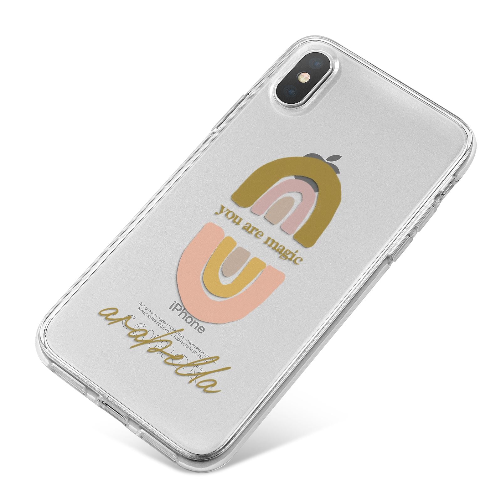 Personalised Rainbow Magic iPhone X Bumper Case on Silver iPhone