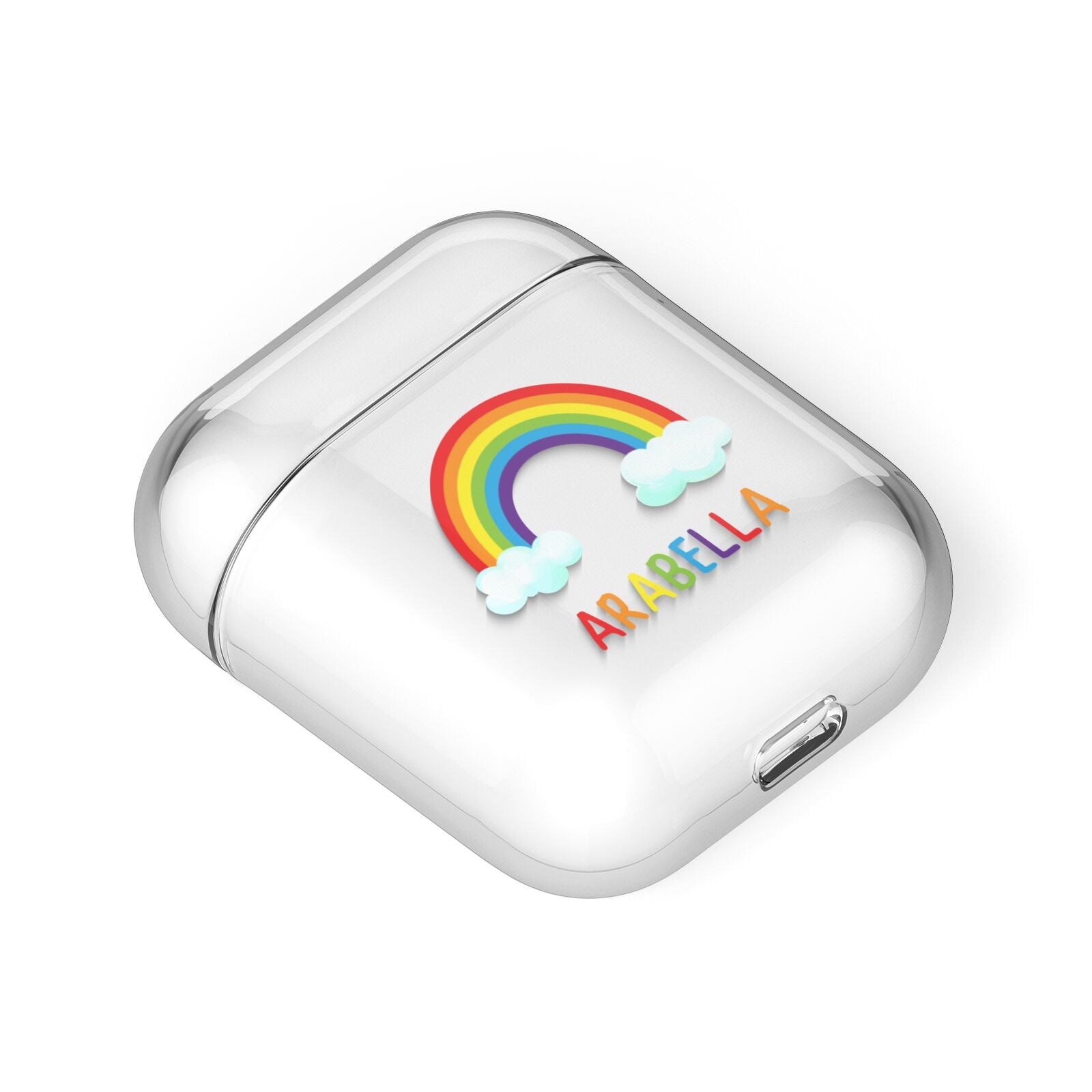 Personalised Rainbow Name AirPods Case Laid Flat