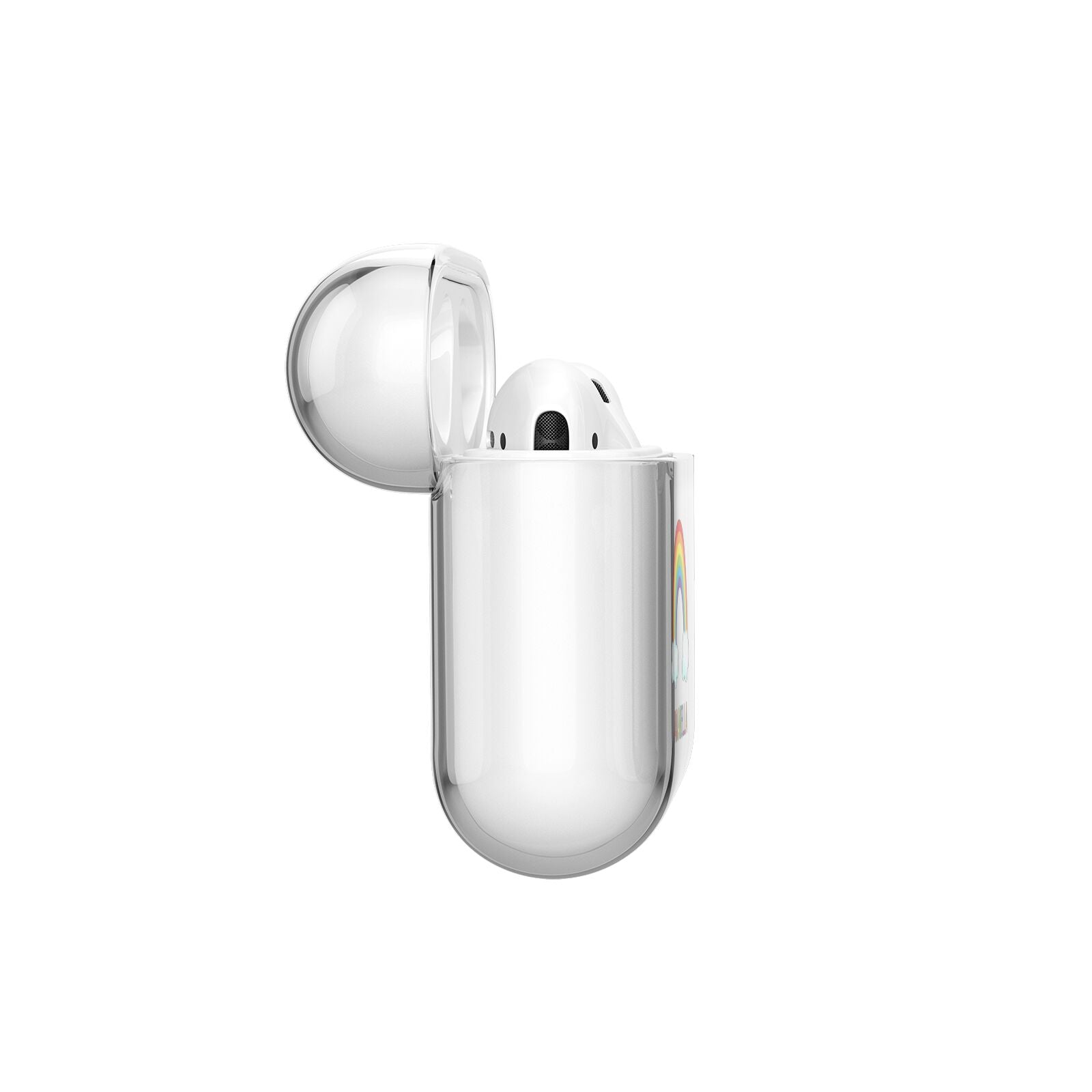 Personalised Rainbow Name AirPods Case Side Angle