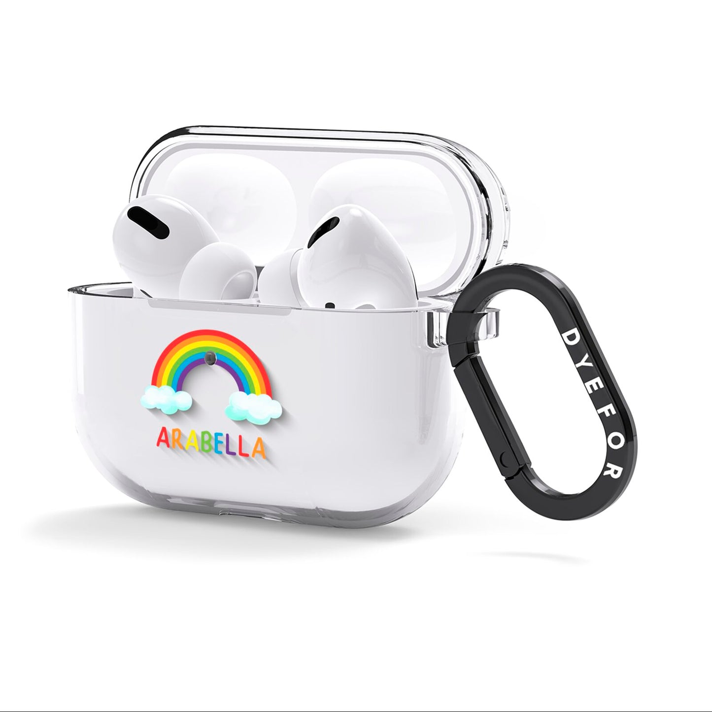 Personalised Rainbow Name AirPods Clear Case 3rd Gen Side Image