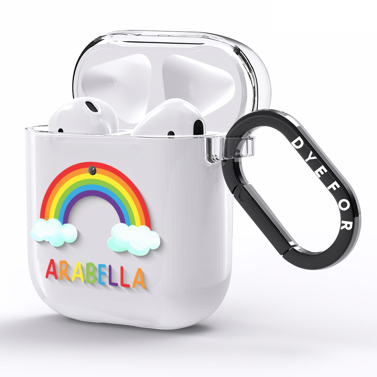 Personalised Rainbow Name AirPods Clear Case Side Image