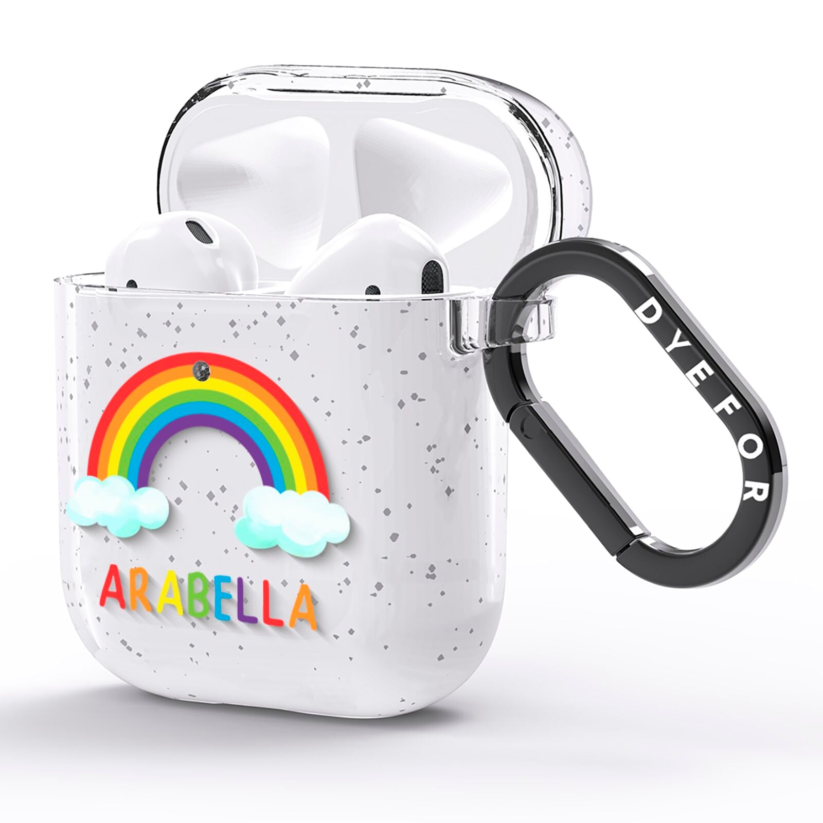 Personalised Rainbow Name AirPods Glitter Case Side Image