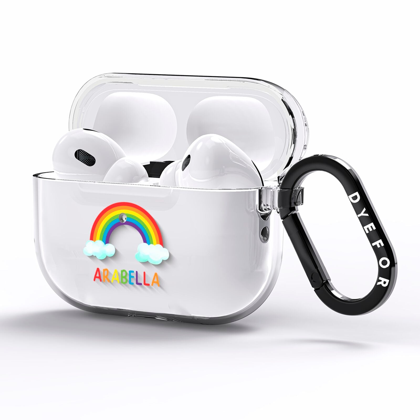Personalised Rainbow Name AirPods Pro Clear Case Side Image