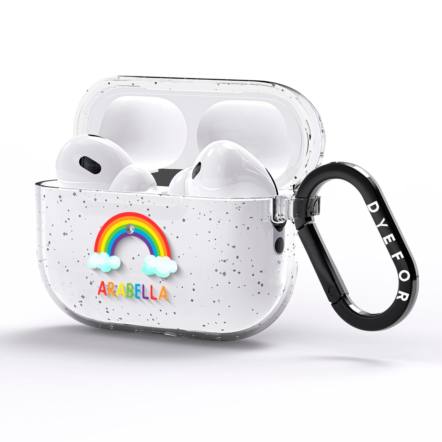 Personalised Rainbow Name AirPods Pro Glitter Case Side Image