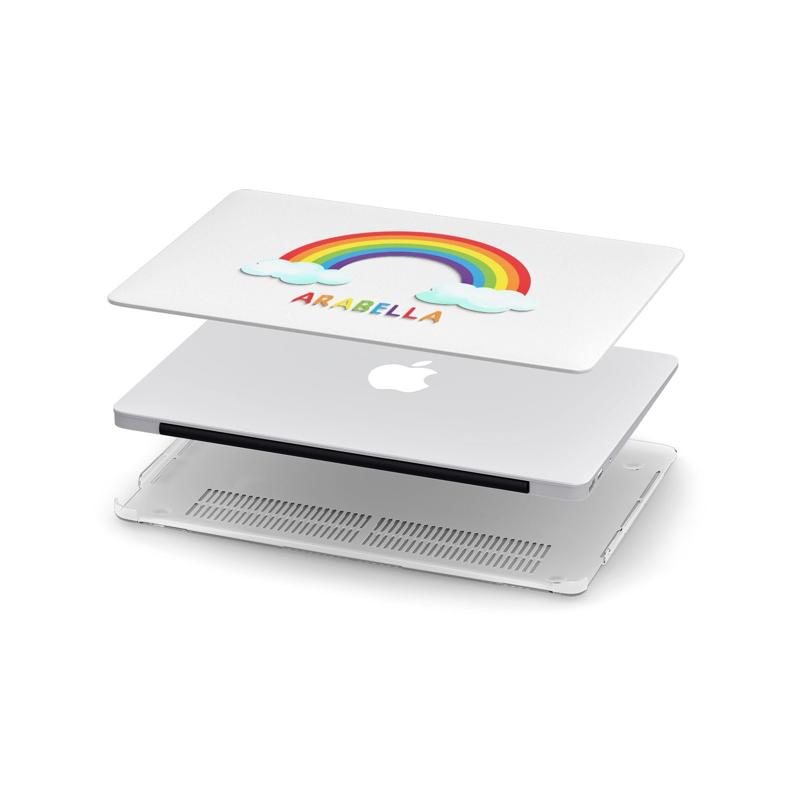 Personalised Rainbow Name Apple MacBook Case in Detail
