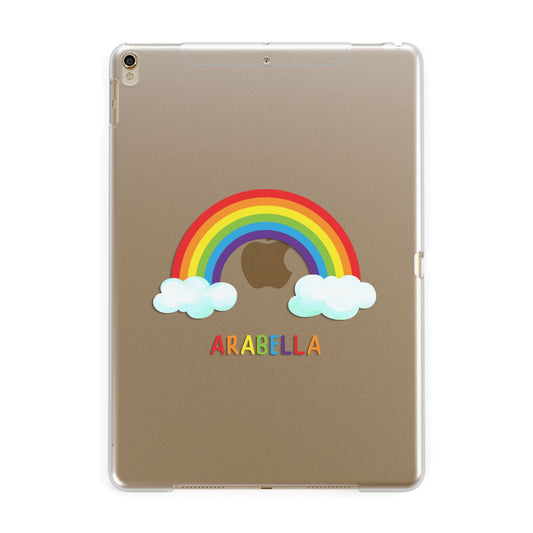 Personalised Rainbow Name Apple iPad Gold Case