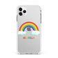 Personalised Rainbow Name Apple iPhone 11 Pro Max in Silver with White Impact Case