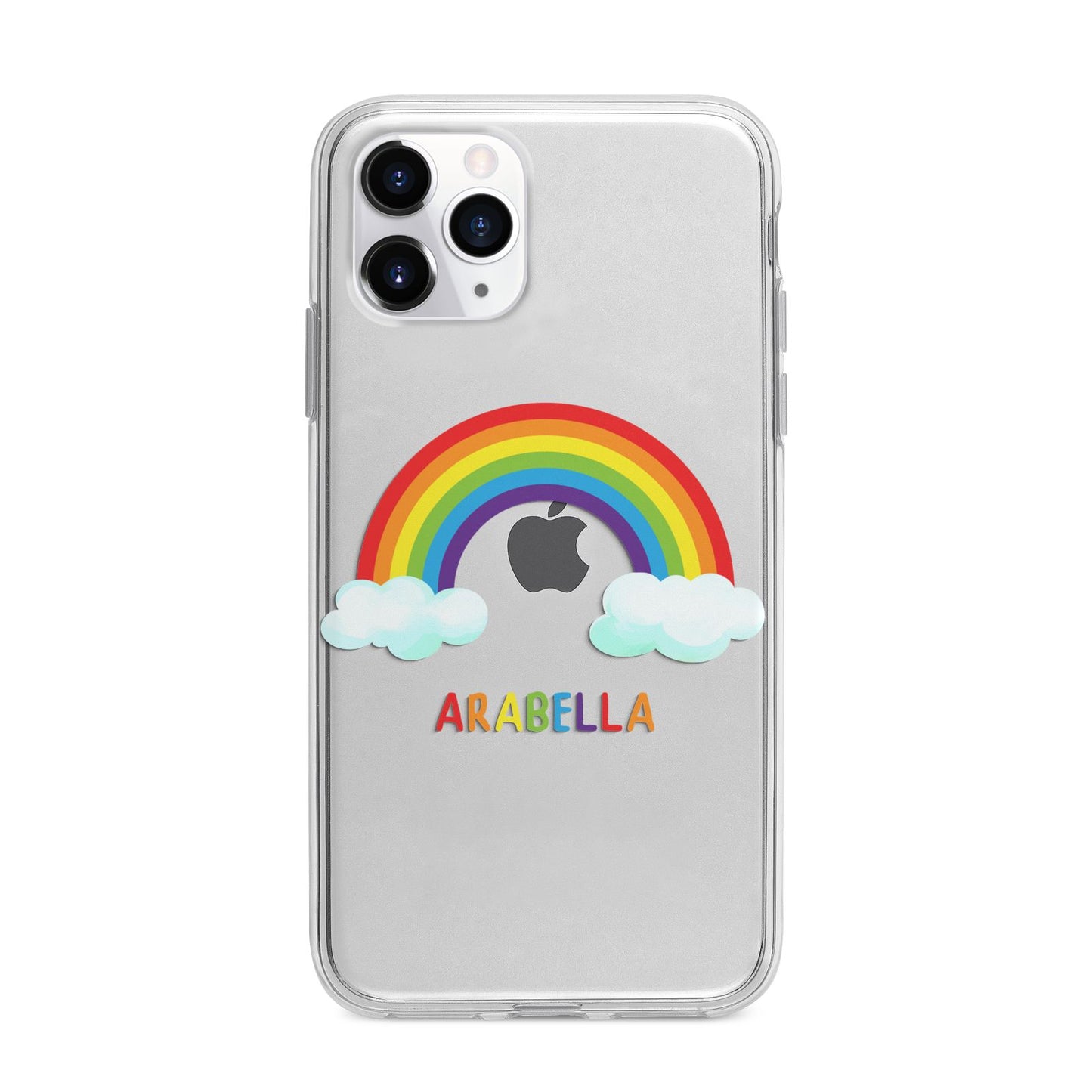 Personalised Rainbow Name Apple iPhone 11 Pro in Silver with Bumper Case