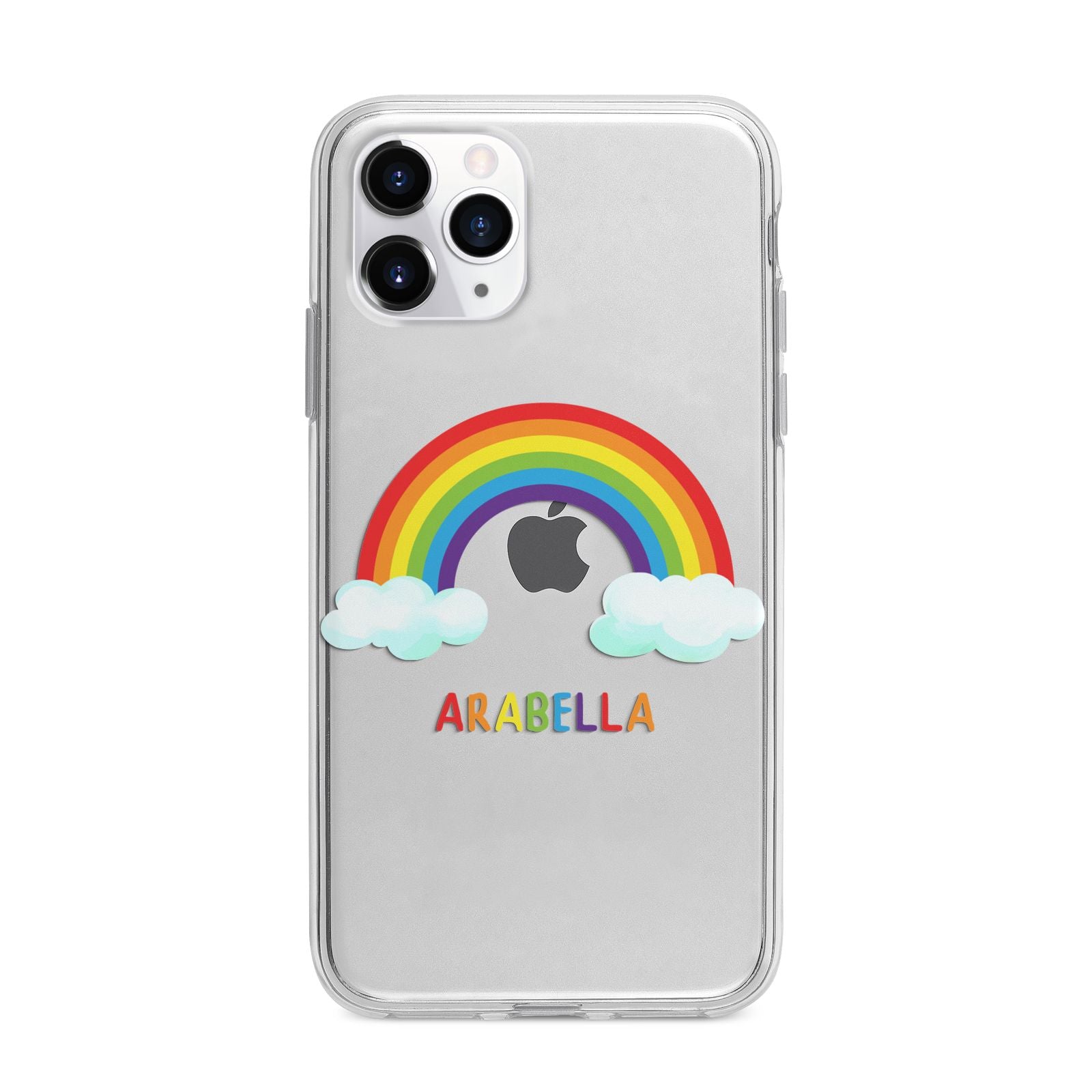 Personalised Rainbow Name Apple iPhone 11 Pro in Silver with Bumper Case