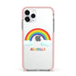 Personalised Rainbow Name Apple iPhone 11 Pro in Silver with Pink Impact Case